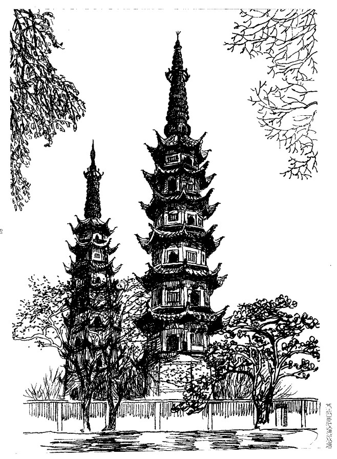 苏州古建筑绘画图片