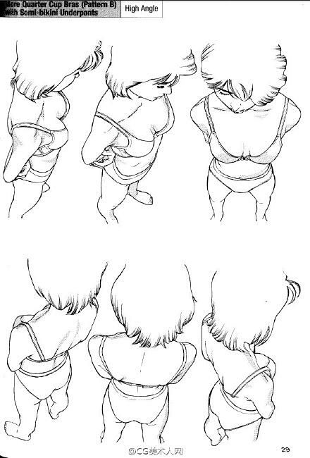 绘画参考人体仰视和俯视的动态画法