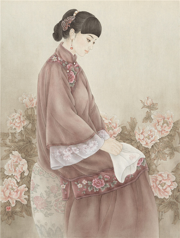 工笔画人物中国工笔画限量版庄若周作品暗香2