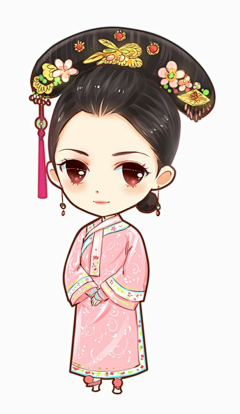 古风q版人物素材清装女把子头