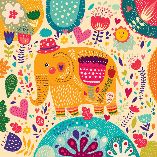 卡通大象插画图片