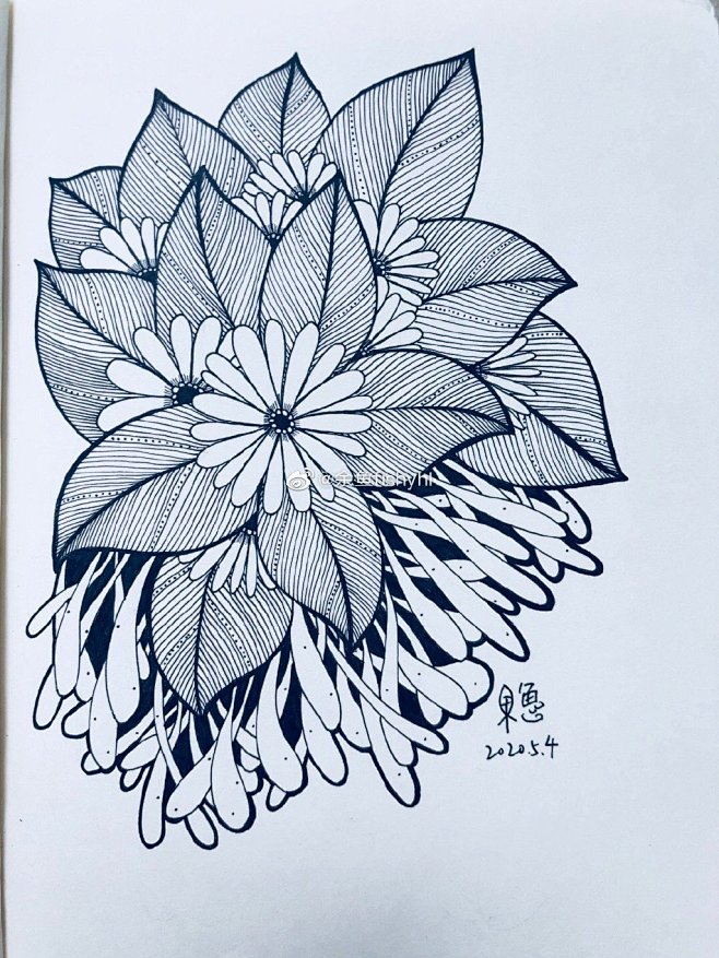 黑白装饰画线描