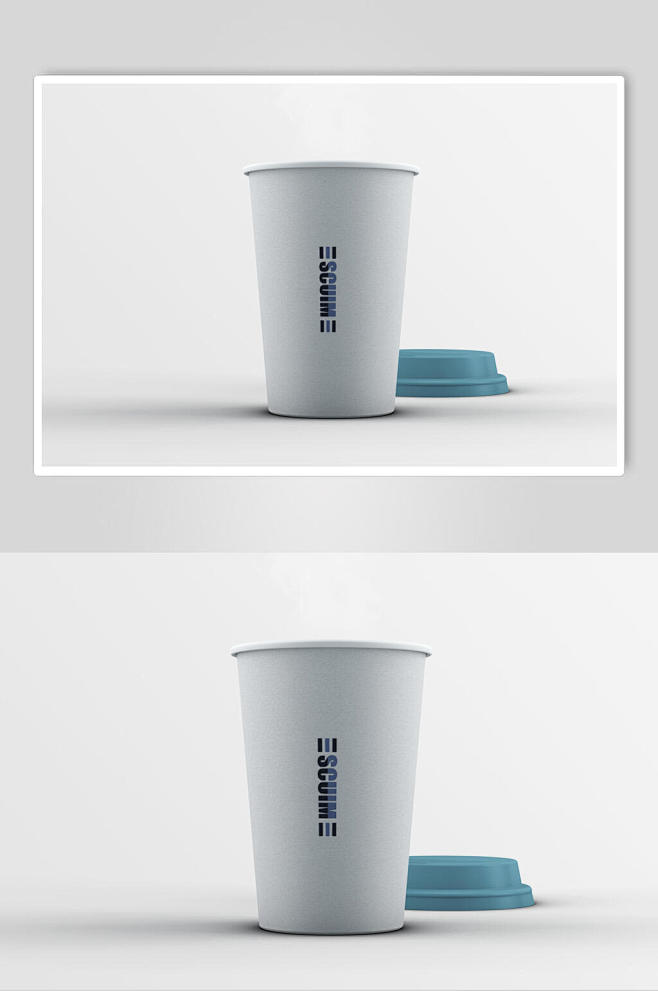 时尚蓝盖掀开展示纸杯样机众图网