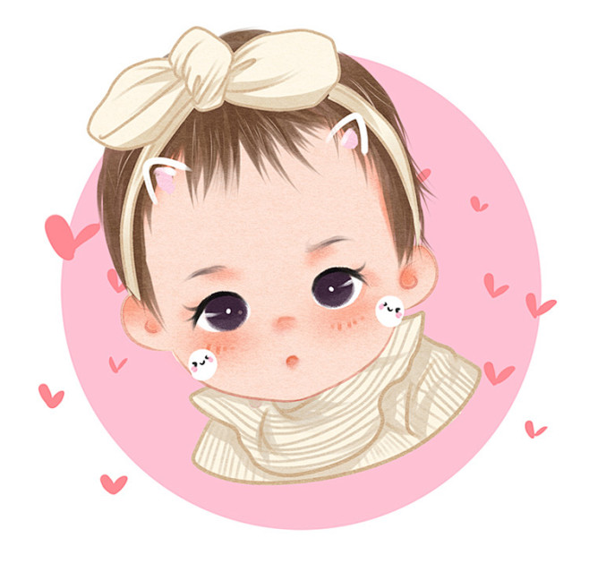 婴儿宝宝可爱手绘定制logo漫画q版头像卡通宠设计情侣照片q版定制淘宝