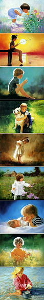 法国画家 Donald Zolan 儿童水彩画 天真无邪——金色童年