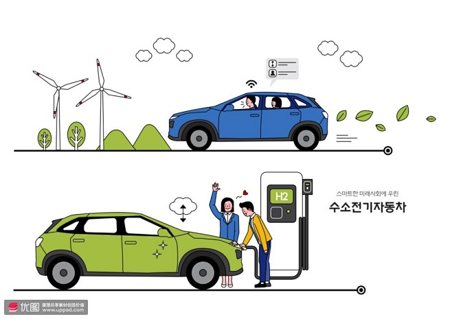 汽车新能源充气汽车绿色环保人物插画人物插画职场人物