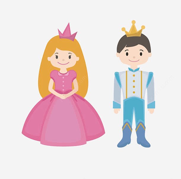 人物矢量图高清素材公主和王子小朋友矢量图童话故事元素免抠png设计
