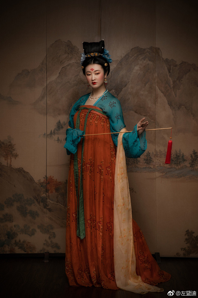 花鼻子的时光隧道山涧服饰大唐簪花仕女图唐朝儒裙c位