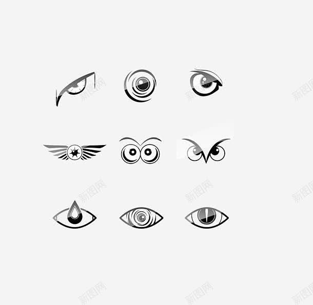黑色猫头鹰眼睛九款创意素材