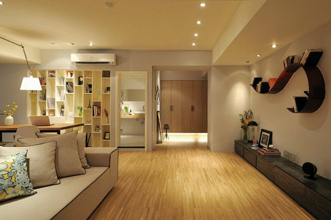 一室一厅小户型35平方米现代简约风格家庭客厅沙发背景墙吊顶装修效果