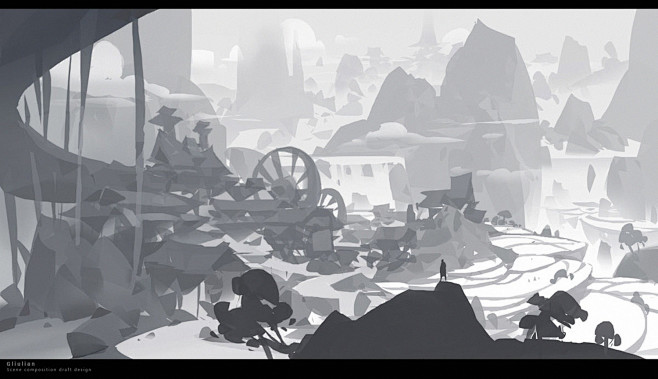 场景黑白氛围构图