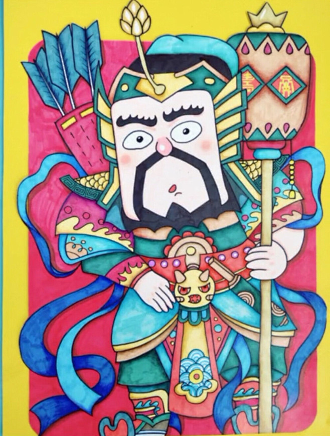 创意儿童画门神