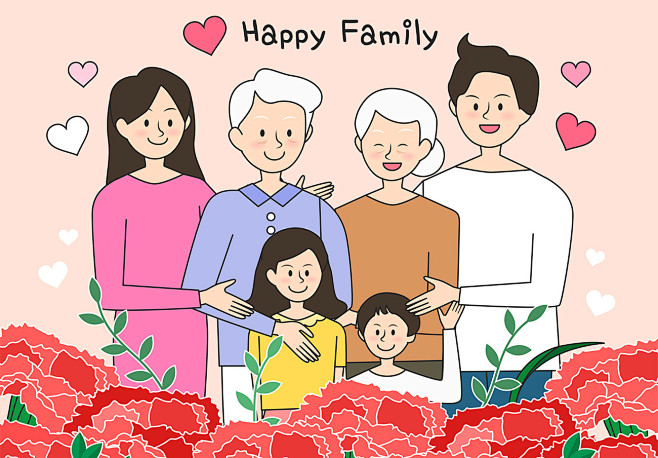 happyfamily幸福家庭合照ai矢量插画素材cm18010143