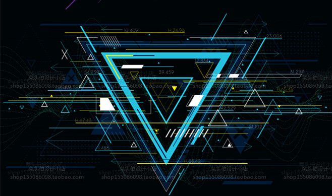 超赞9款科技感几何点线面组合科幻背景海报平面广告设计矢量素材淘宝