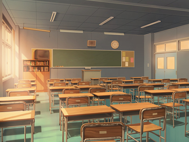 23:07:43フリー素材 背景 学校教室(窓側) [1]场景动画胡吃海喝是梦想