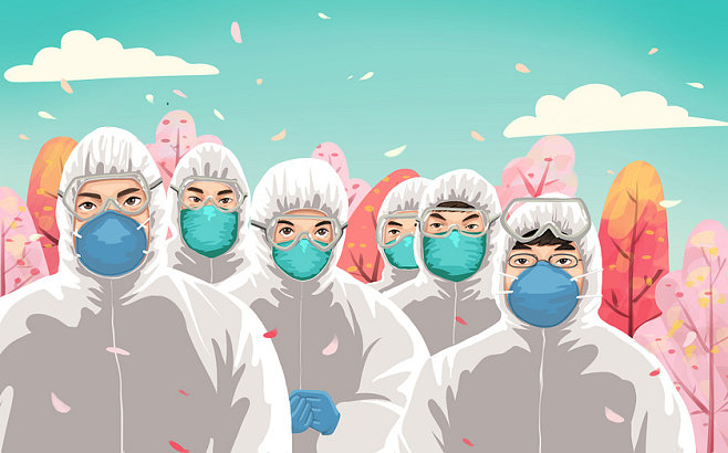 护士 逆行者 新型冠状病毒 抗击疫情 战胜疫情 清新 人物 疫情画 手绘