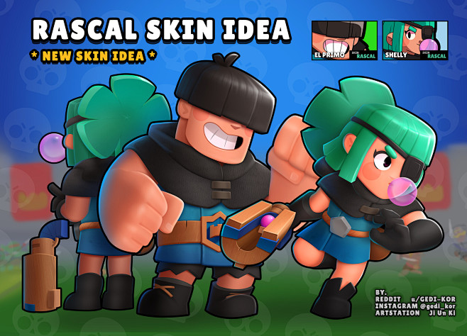 brawlstarsfanartskindesignjiunkibanditleon