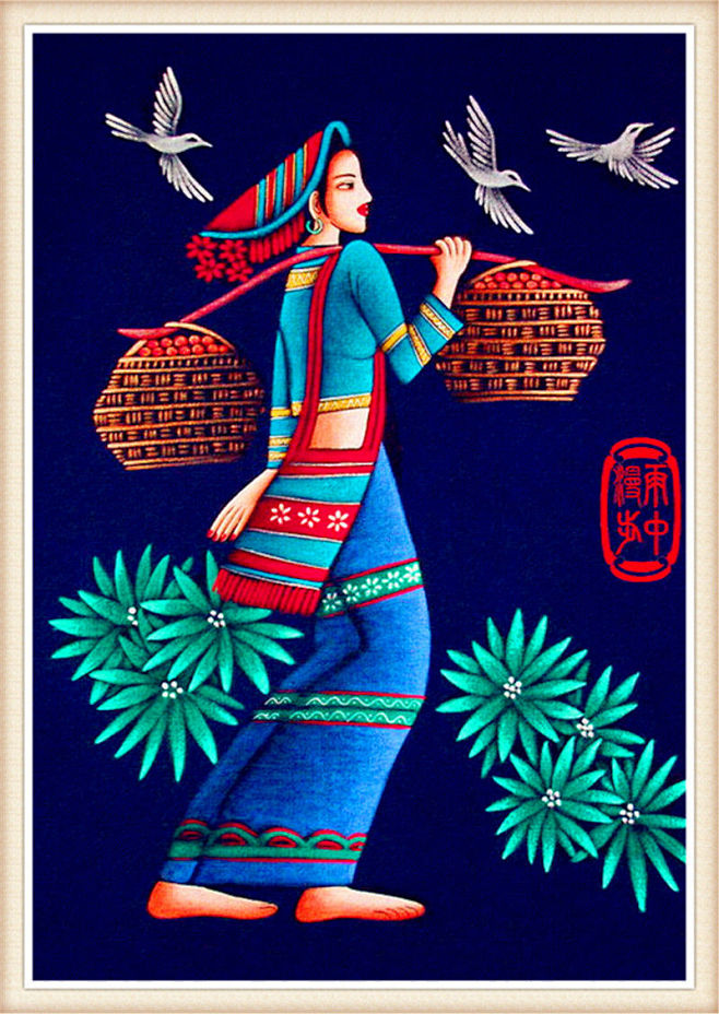 精致的中国民间蜡染画艺术作品十