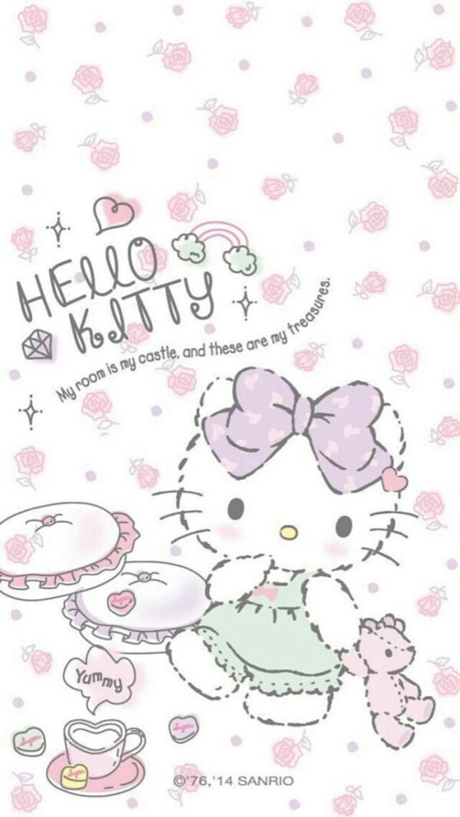 Hello Kitty Kitty控 可爱 Sanrio Wallpaper 手机壁纸 背景 锁屏 壁纸 卡通