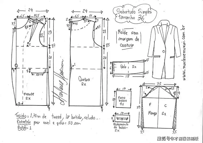 女装小外套裁剪图纸参考10款纸样合集才智服装大衣外套又称为大衣是穿