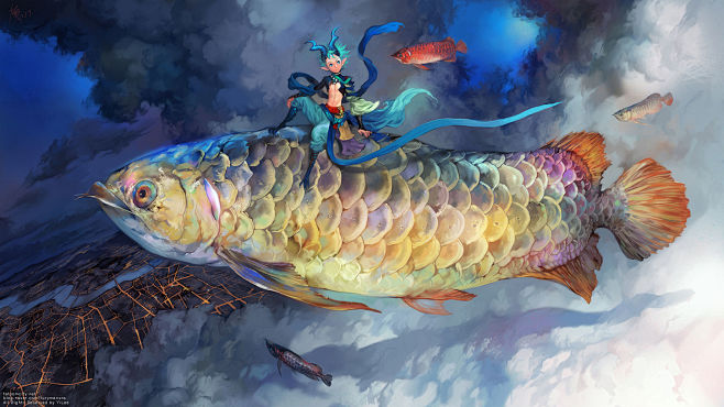 鱼原画鲤鱼动物原画飞鱼