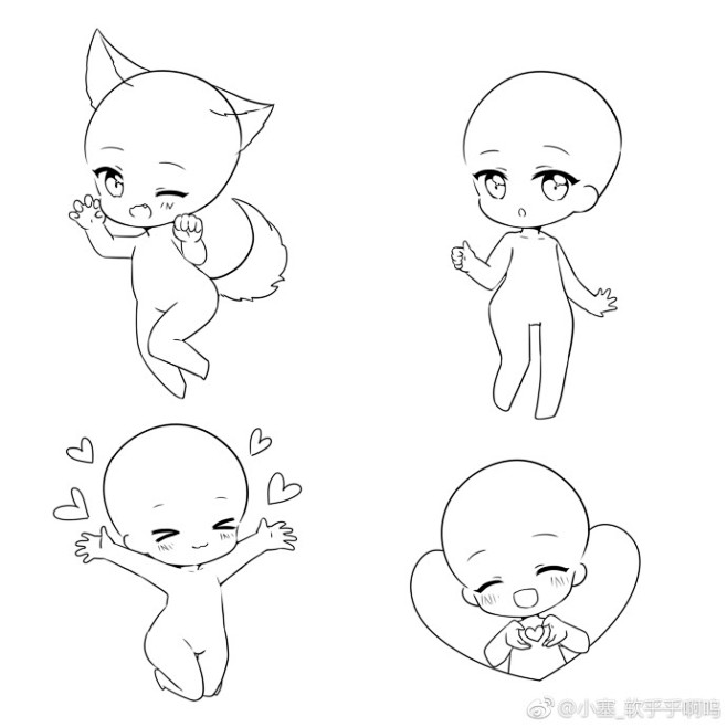 绘画参考q版素材从平时练习的草稿中抽了几个做成了素材使用规约见图8