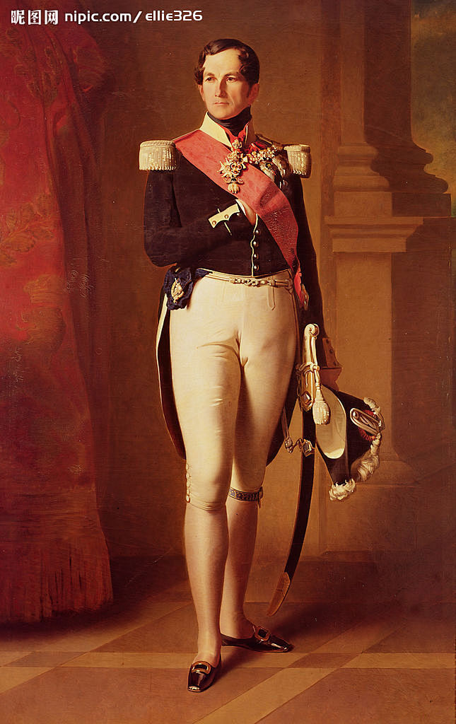 拿破仑油画立像军装军刀