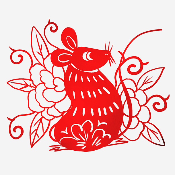 卡通鼠年剪纸高清素材剪纸窗花鼠年鼠年剪纸鼠年窗花免抠png设计图片