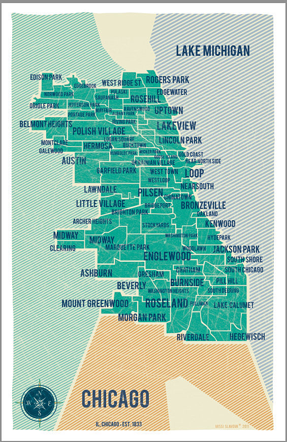 cityofchicagomapinturquoisevintagestyleposter
