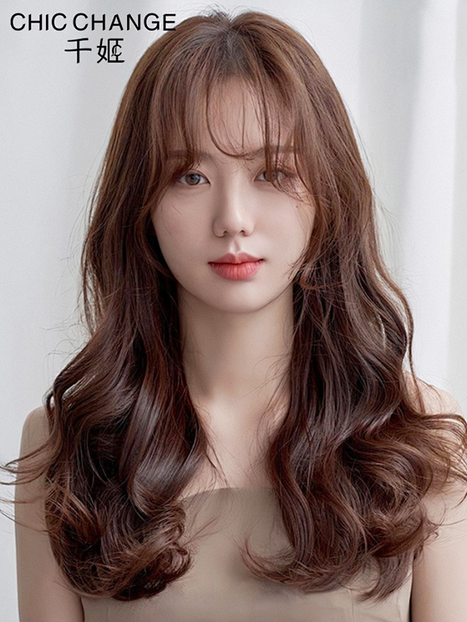 2020-08-06 01:37:04千姬假发女中长发空气刘海长卷发自然全头套式网
