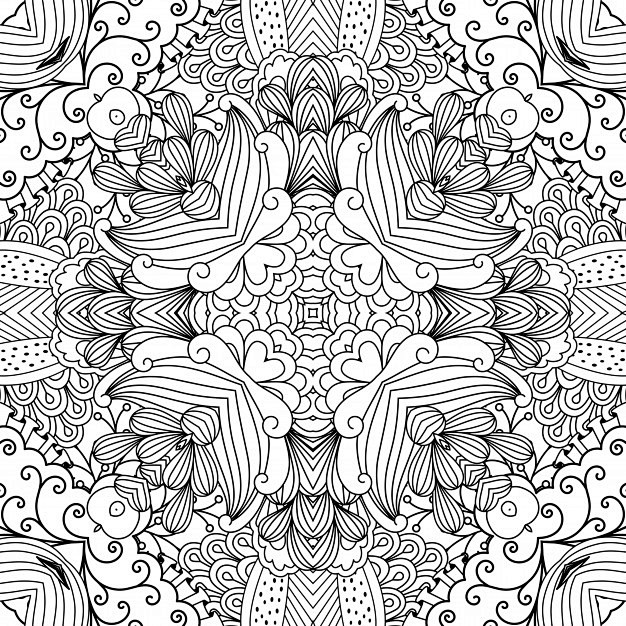 手绘绚丽的花朵花卉图案线稿花纹背景矢量图素材