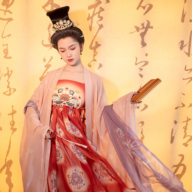 摸鱼儿唐制诃子裙仿簪花仕女图女装刺绣花印花春夏秋原创全款淘宝网