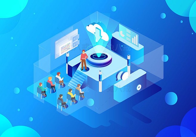 s027925d科技金融人工智能商务办公场景立体插画ai矢量ui素材淘宝网