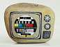 原创手绘石头 创意礼物 怀旧电视机 - 哇噻网