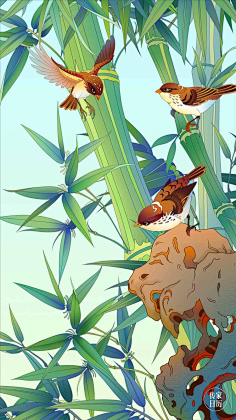 半拖采集到传统风插画