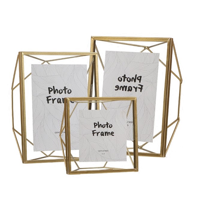 柔软时光 北欧金属玻璃几何相框创意挂墙摆件