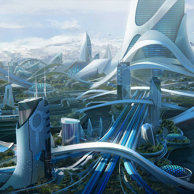 21:33:26未来科幻城市场景3d模型 kitbash3d 城市立体模型场景概念cg