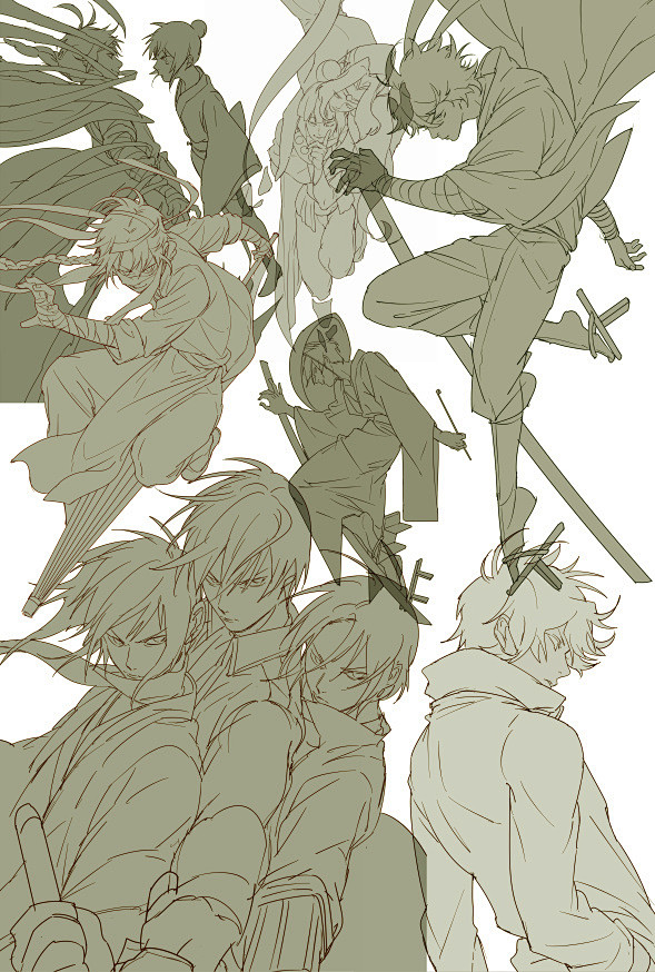 sai资源库动漫男性人物动作姿势表情参考来自sai资源库微博