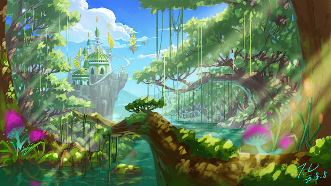 精灵森林场景氛围图