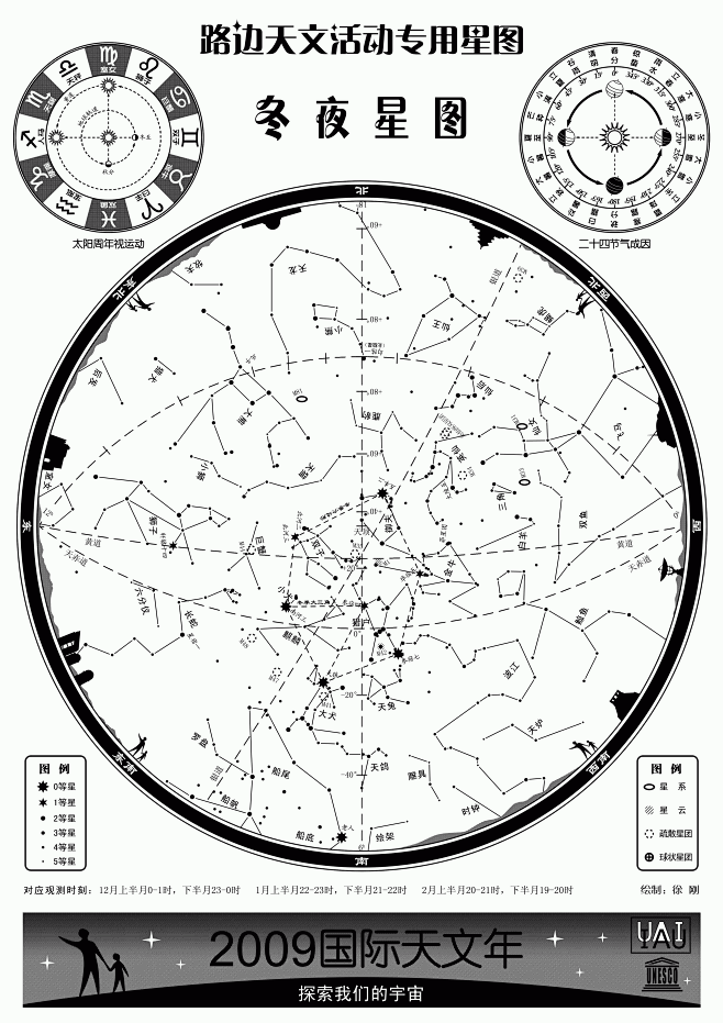 北半球冬季星图图片