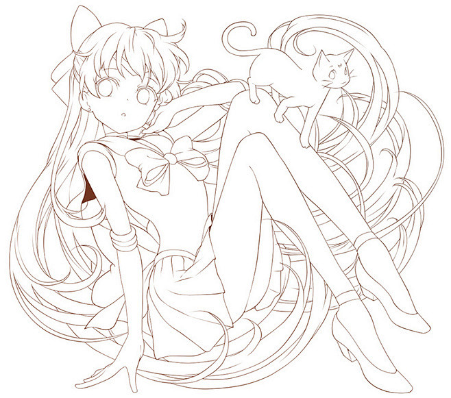 线稿全身漫画卡通人物绘画