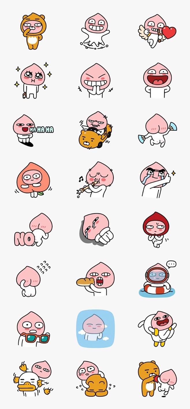 动态24款no2apeach屁桃kakaofriendskakao微信表情包淘宝网