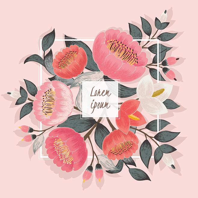 唯美森系小清新手绘水彩花卉情人节婚礼邀请函贺卡请柬片封面海报背景