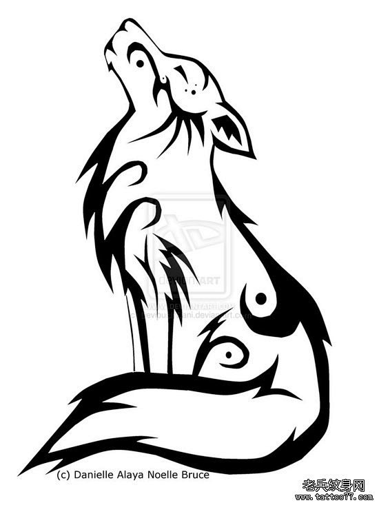 一款可爱的图腾狼纹身手稿武汉纹身店之家老兵纹身店武汉纹身培训学校