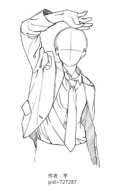 sai资源库不同动作下动漫西装的画法参考自己收藏转需