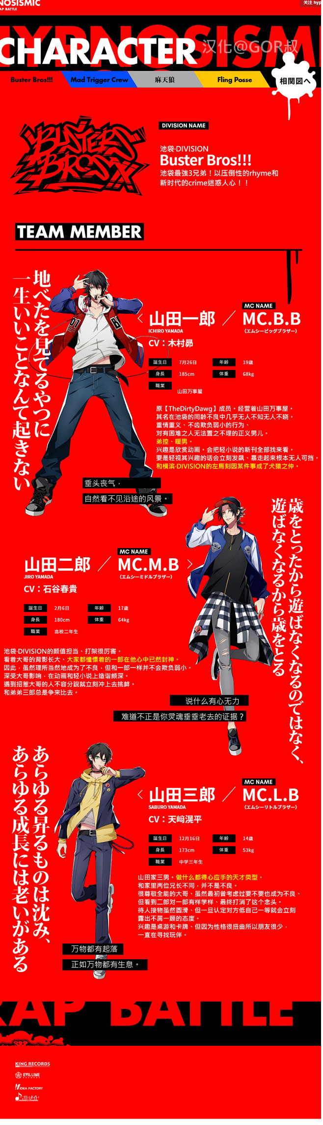 ヒプノシスマイク 汉化 男性声优rap Battle企划 Hypnosismic 女性霸权背景下美味纠葛的rap Battle Division All Stars Mvo网页链接池袋三兄弟drama O网页链接staff 有颗栗子