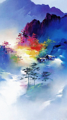 senne-wk采集到山水画/油画/素描/速写/色彩/粒粉贴金