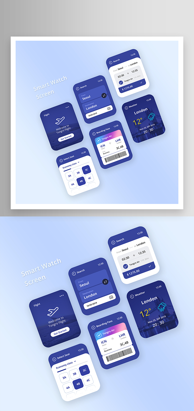 简约智能手表ui界面设计素材赞设计