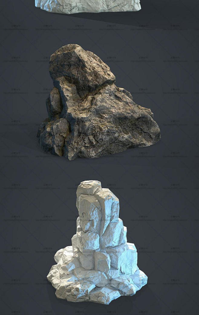 次世代石头3d模型贴图3dsmaxfbxobj游戏美术场景建模参考素材淘宝网