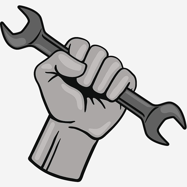 卡通灰色手拿扳手图标设计免抠新图网